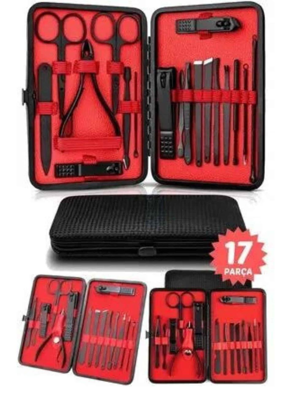 17 Parça El Ayak Bakım Seti Tırnak Temizleme Manikür Pedikür Cımbız Törpü Tırnak Makası