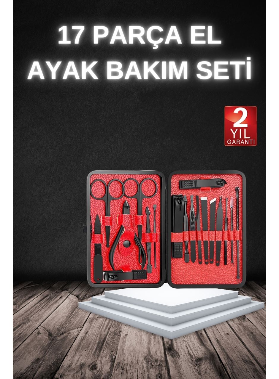 17 Parça Manikür Seti Taşınabilir Özel Çantalı El ve Ayak Bakımı Tırnak Batığı Temizleme