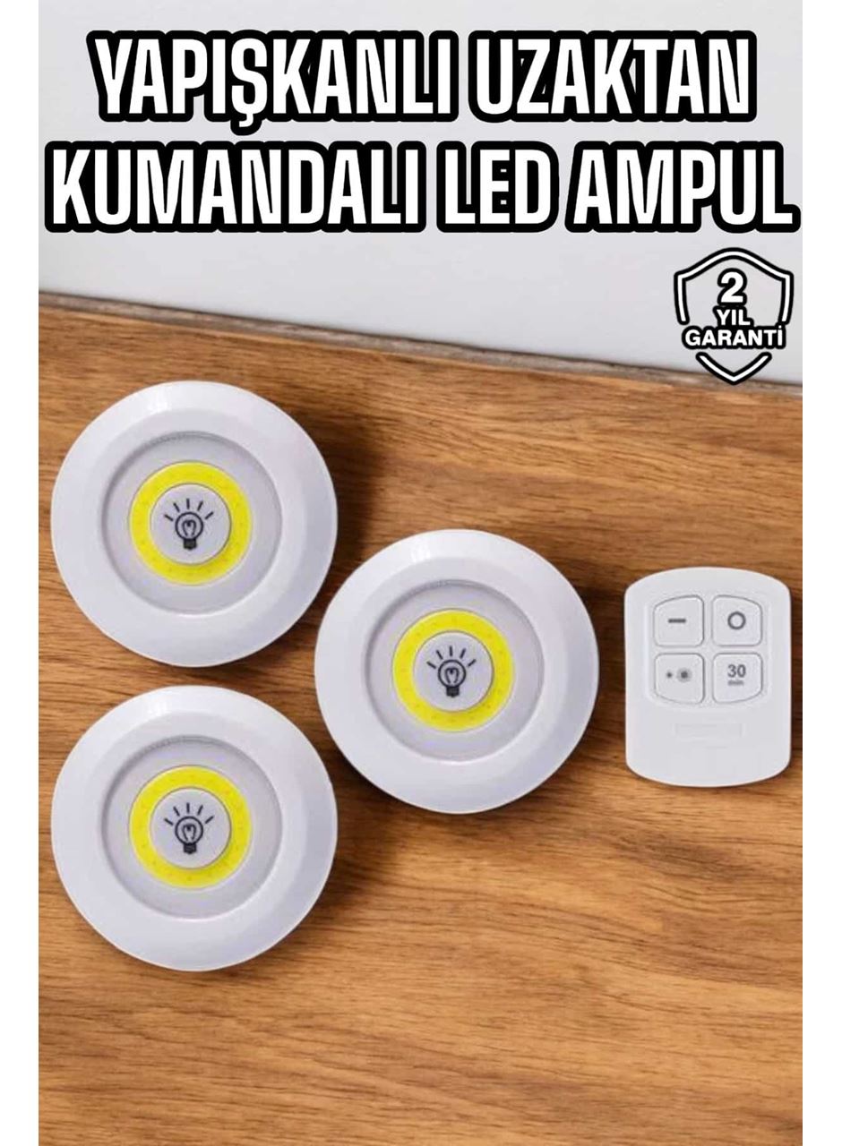 Mutfak Dolap Altı Işığı Uzaktan Kumandalı Yapışkanlı Kablosuz Pilli