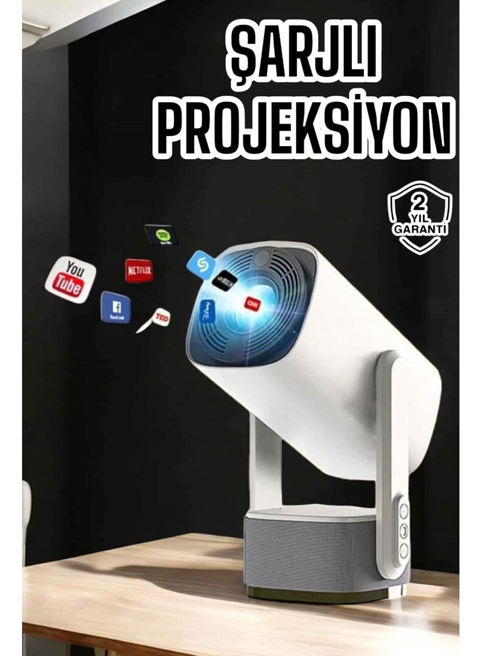 Akıllı Projeksiyon Powerbankli Taşınabilir Sinema Projektörü 4k HD Kaliteli