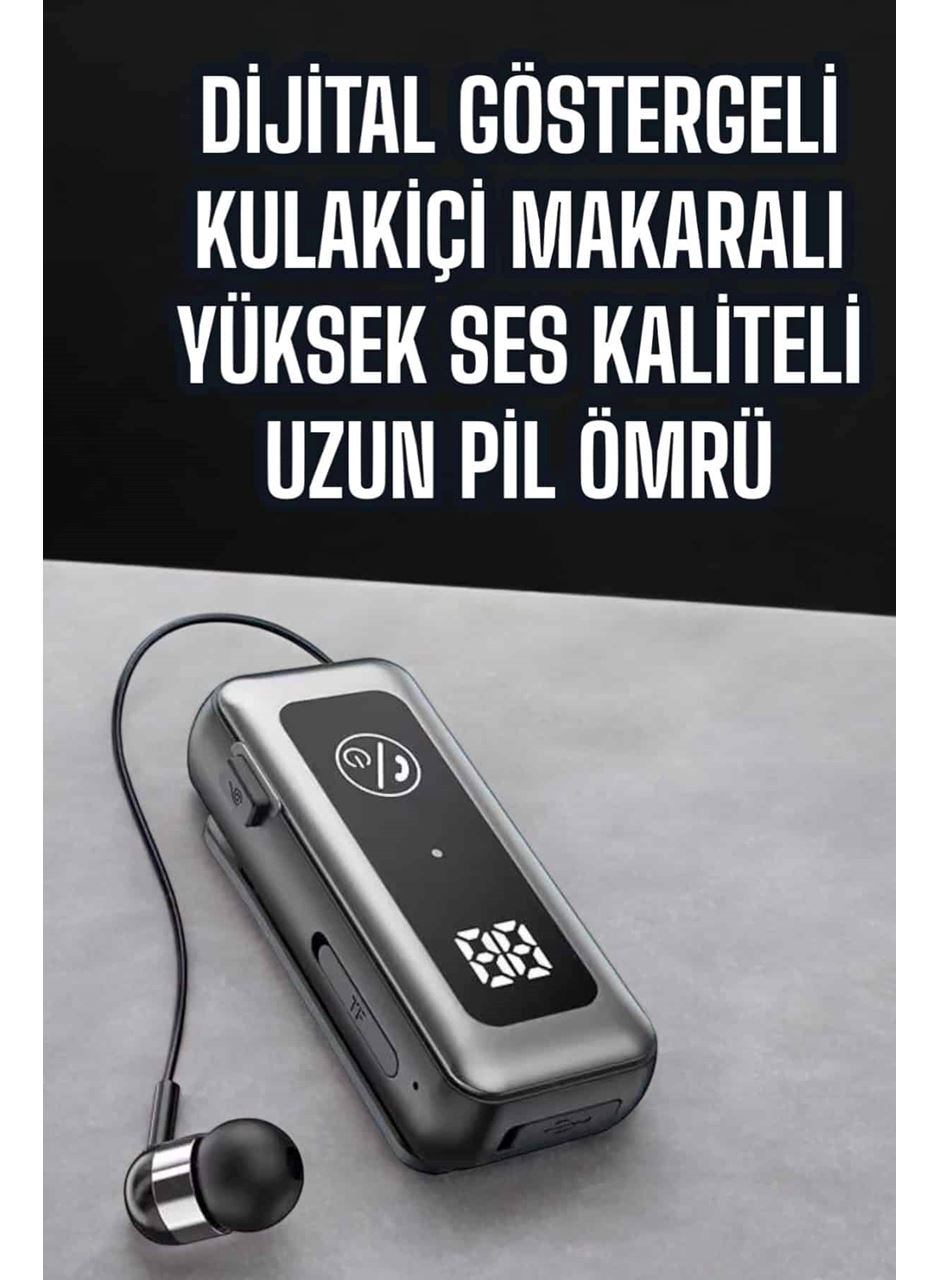 Kablolu Makaralı Bluetooth Kulaklık Uzun Pil Ömrü Dijital Göstergeli