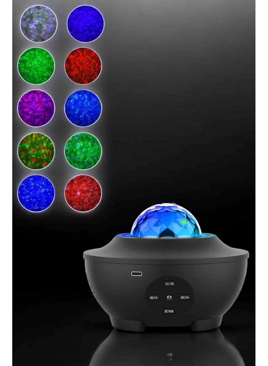 Projektör Yıldız Gece Lambası Disko Topu Bluetooth Bağlantılı Taşınabilir Şarjlı