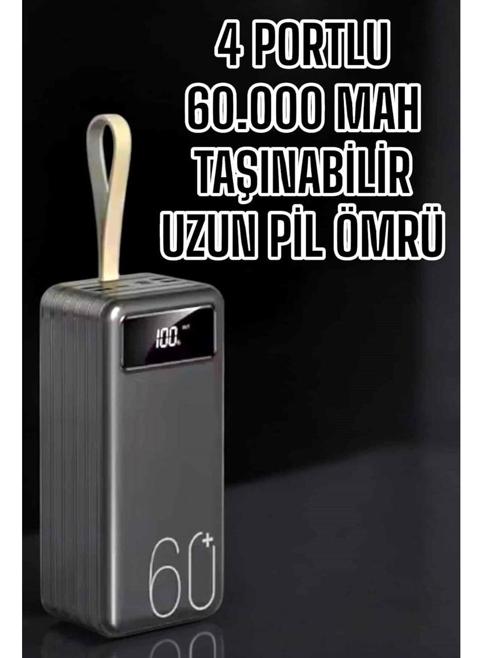 Powerbank 60.000 Mah Hızlı Şarj 4 Çıkışlı Uzun Şarj Süreli Dijital Göstergeli
