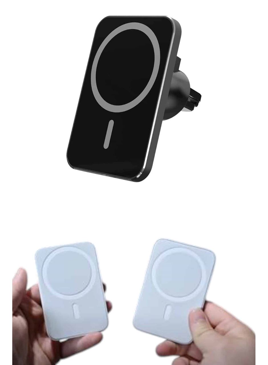 araç uyumlu Kablosuz 15W Taşınabilir Şarj Aleti Çift Kablo
