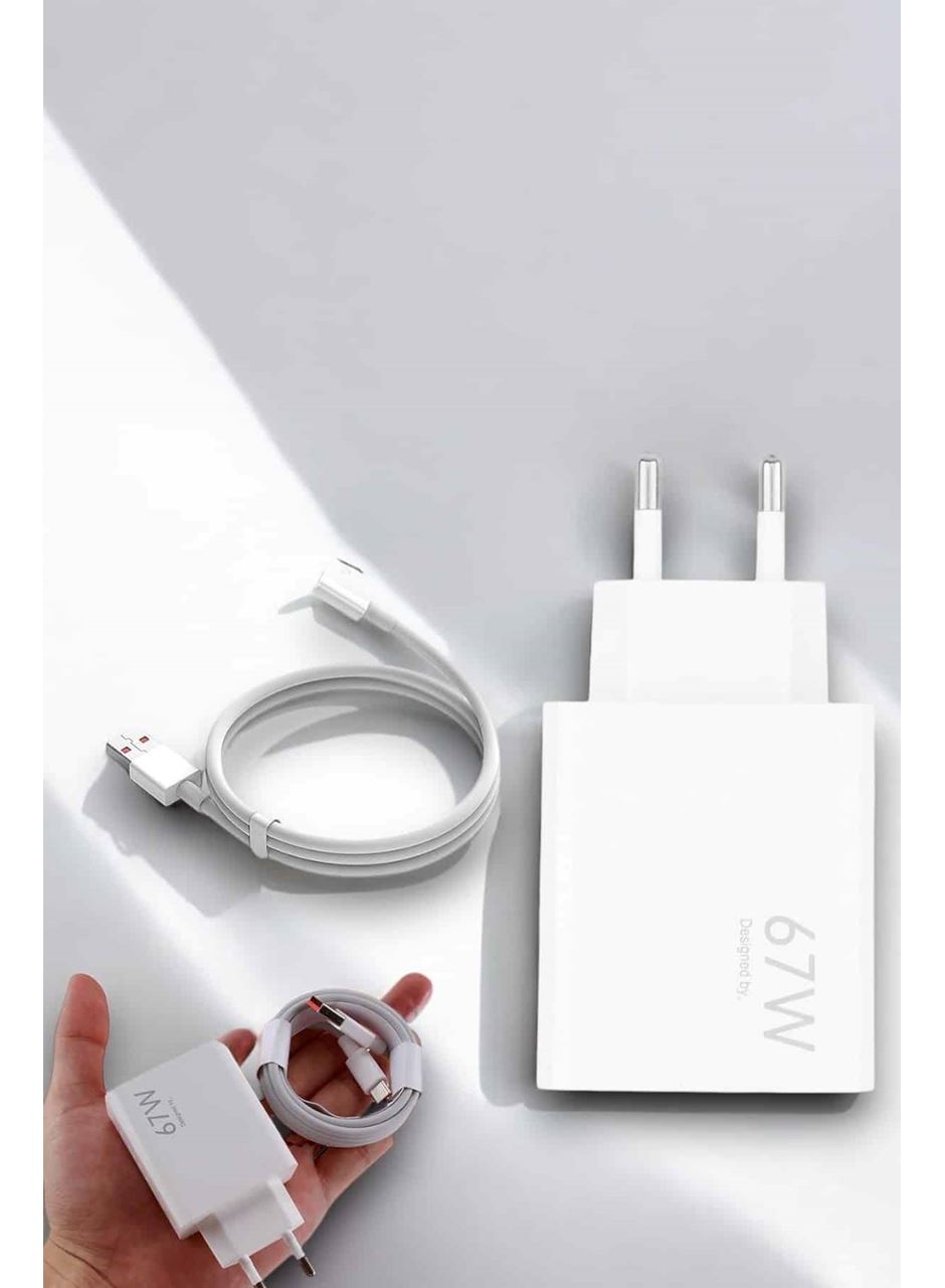 Şarj Aleti 67W Hızlı Şarj Turbo Type-C Uyumlu Şarj Adaptörü Kablosu