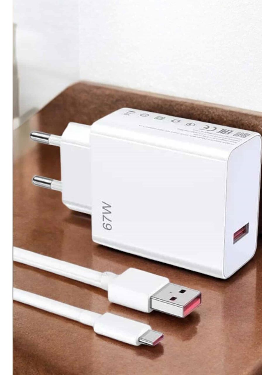 Şarj Aleti 67W Hızlı Şarj Turbo Type-C Uyumlu Şarj Adaptörü Kablosu