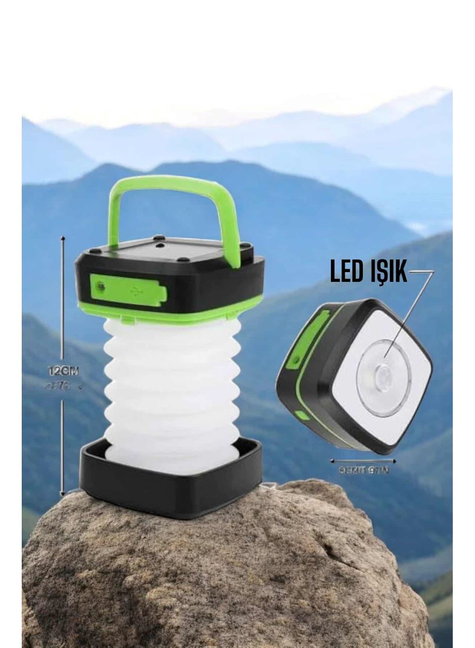 Led Lamba Kamp Lambası Hafif Taşınabilir Şarj Süreli Akordeon El Fenerli