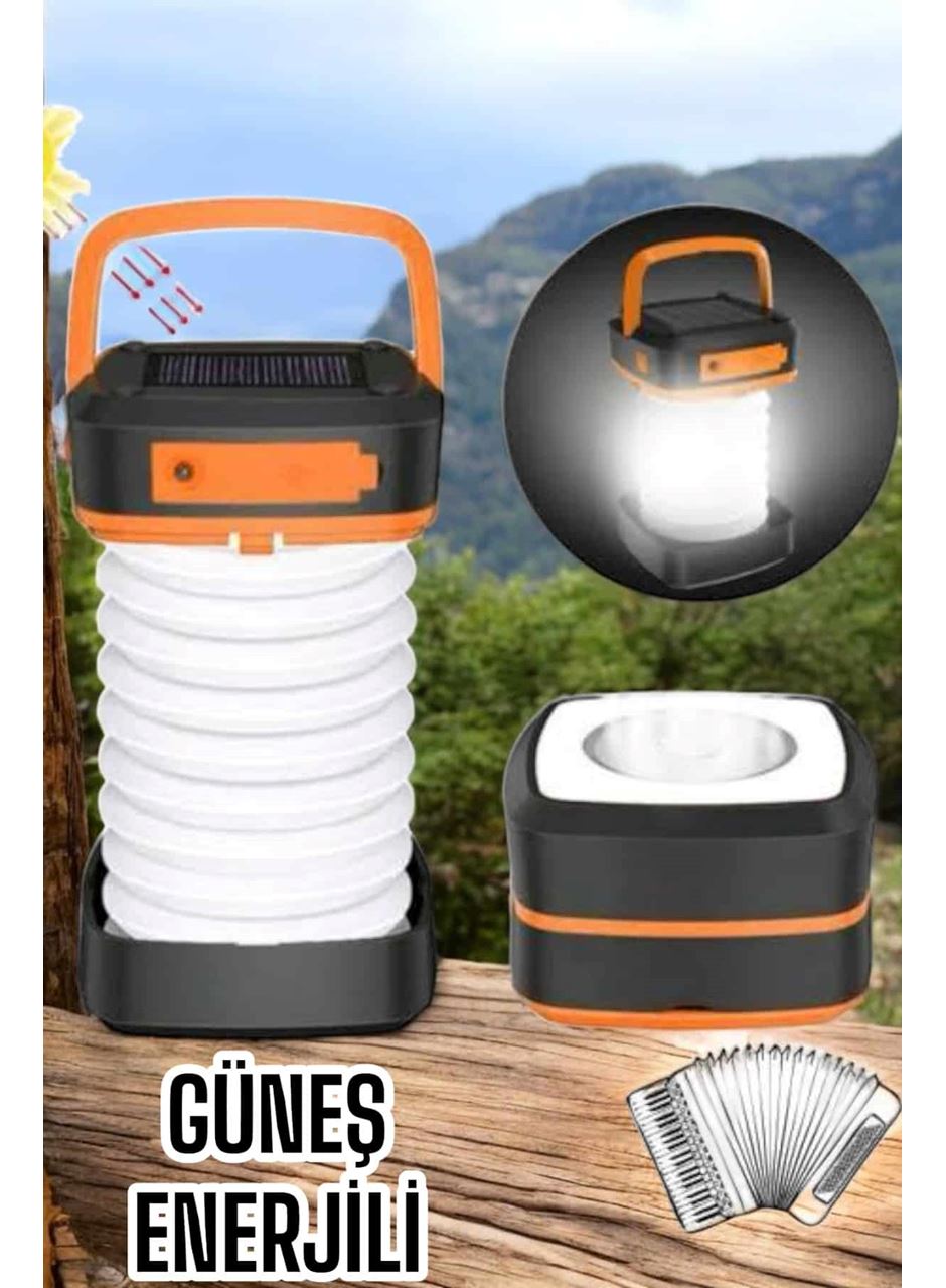 Güneş Enerjili Led Lamba Kamp Lambası Katlanabilir Lamba USB Şarjlı