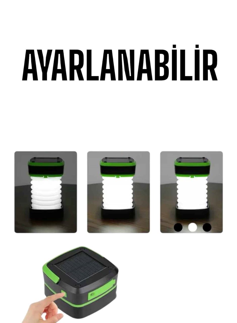 Güneş Enerjili Led Lamba Kamp Lambası Katlanabilir Lamba USB Şarjlı