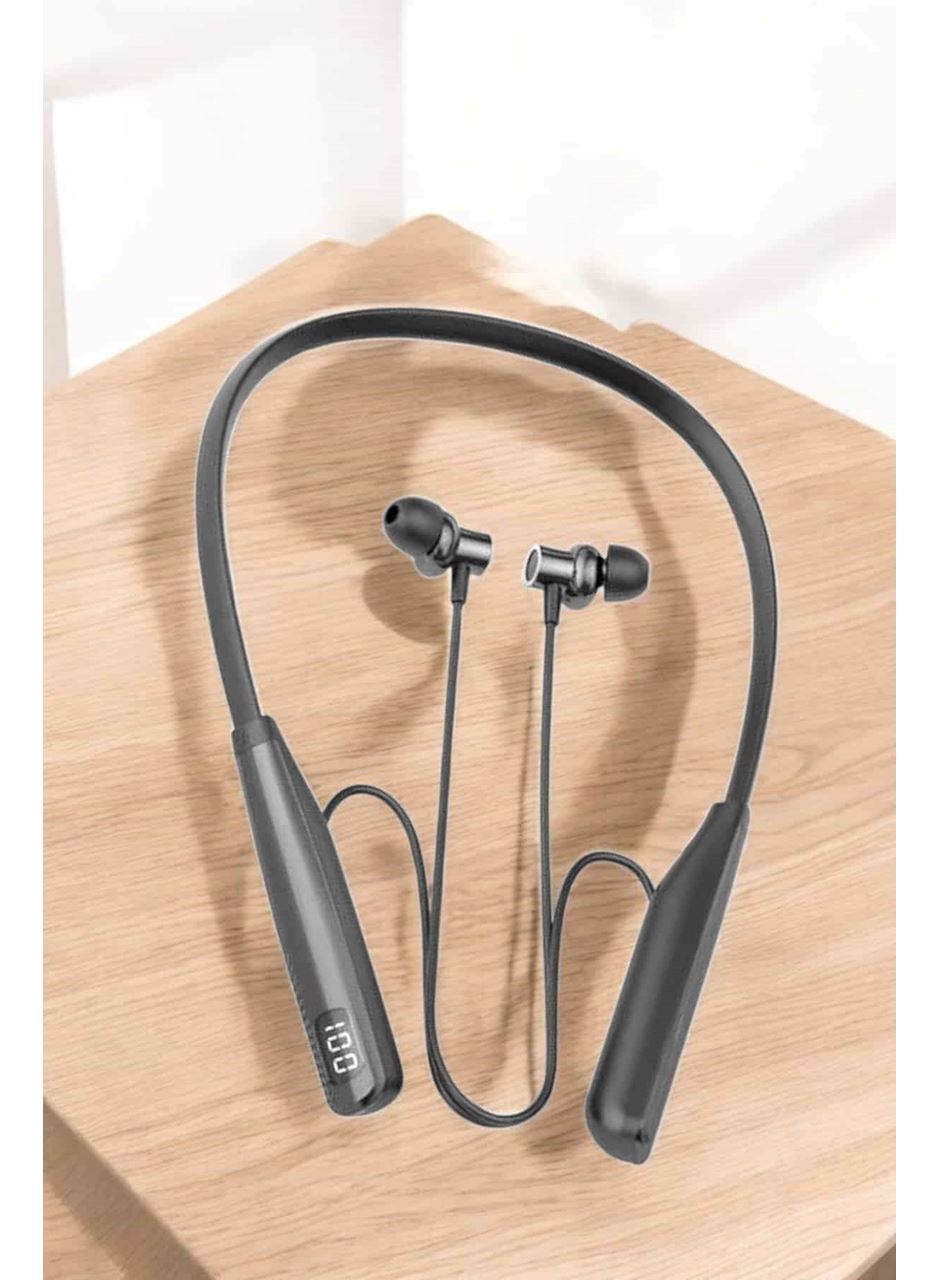 Boyun Askılı Bluetooth Kulaklık Uzun Şarj Süreli Dijital Göstergeli Kablolu