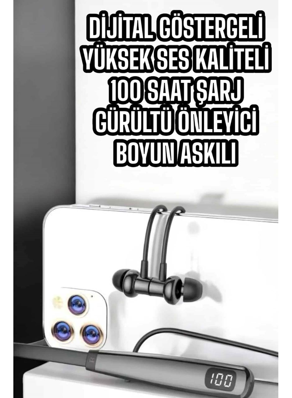 Boyun Askılı Bluetooth Kulaklık Uzun Şarj Süreli Dijital Göstergeli Kablolu