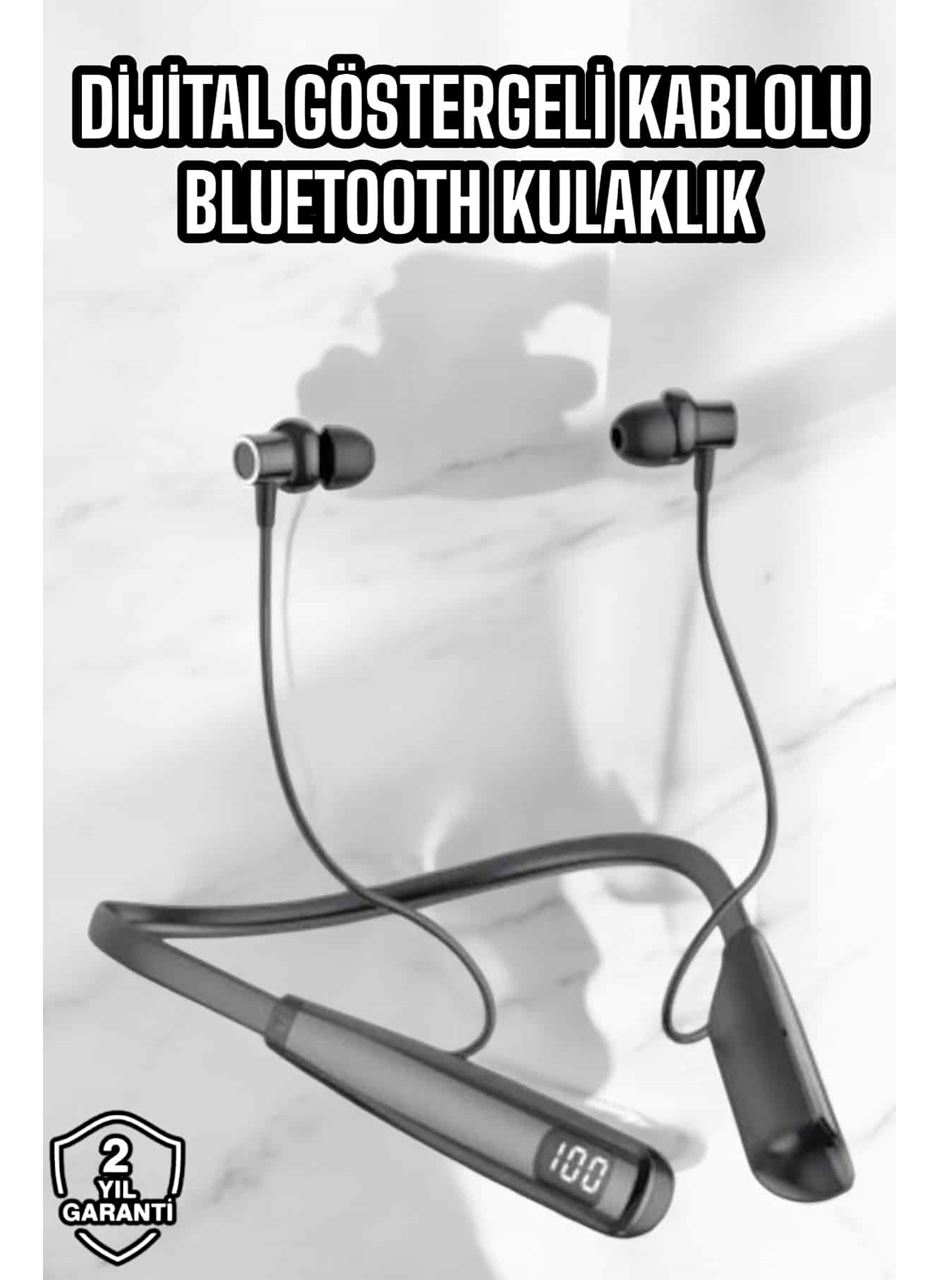 Dijital Göstergeli Kulak İçi Kablosuz Bluetooth Kulaklık Boyun Bantlı