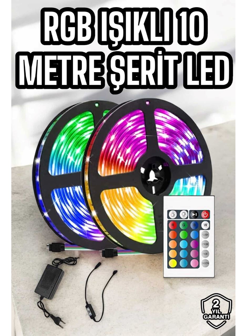 Yeni Nesil RGB Işıklı 10Metre Şerit Led Kumandalı Şarj Edilebilir
