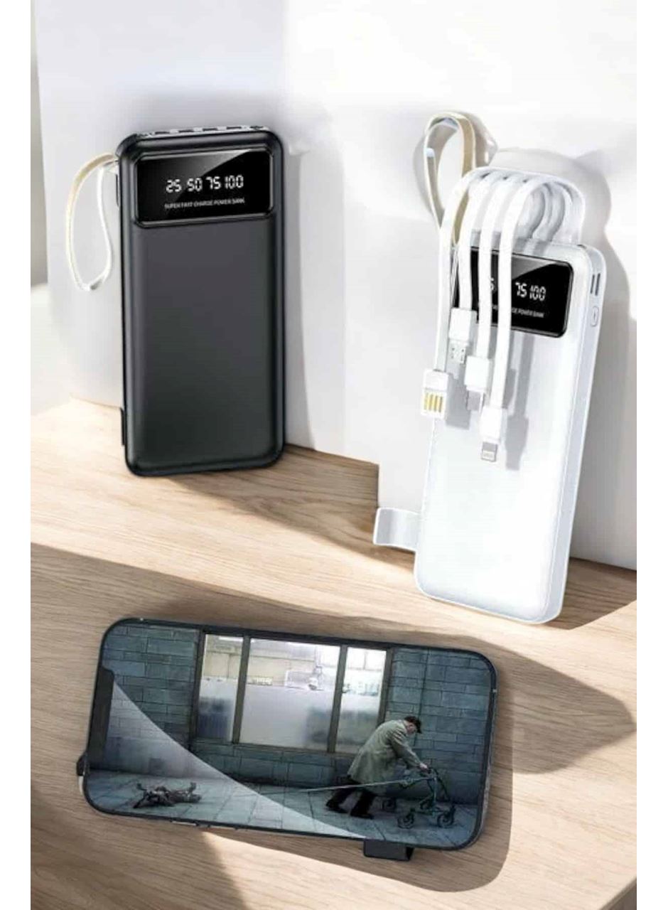 20.000 Mah Led Işıklı LCD Ekran USB Girişli Type-C Lightning Powerbank