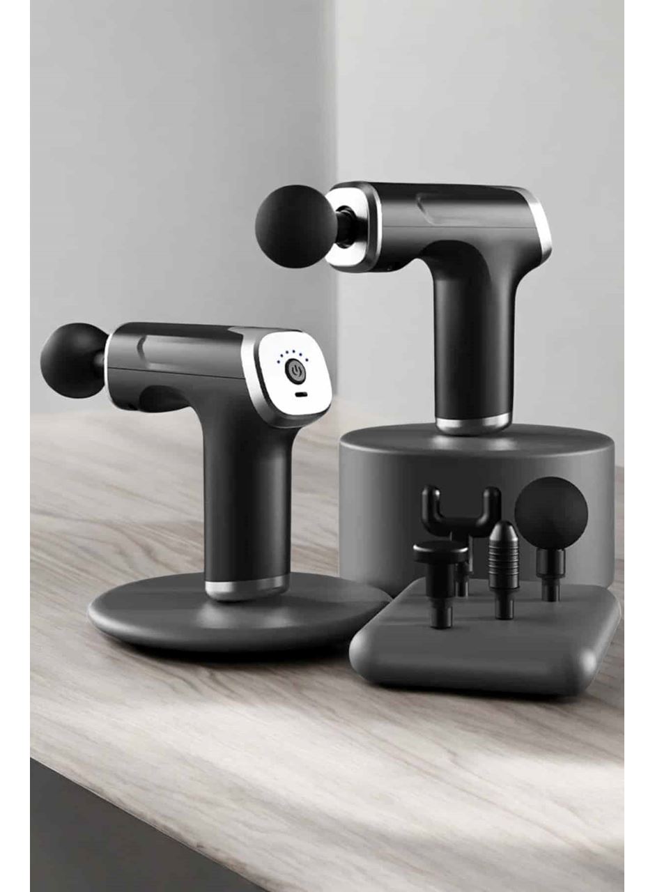 Masaj Tabancası 4 Başlıklı Kas ve Vücut Ağrıları İçin Şarjlı Darbeli