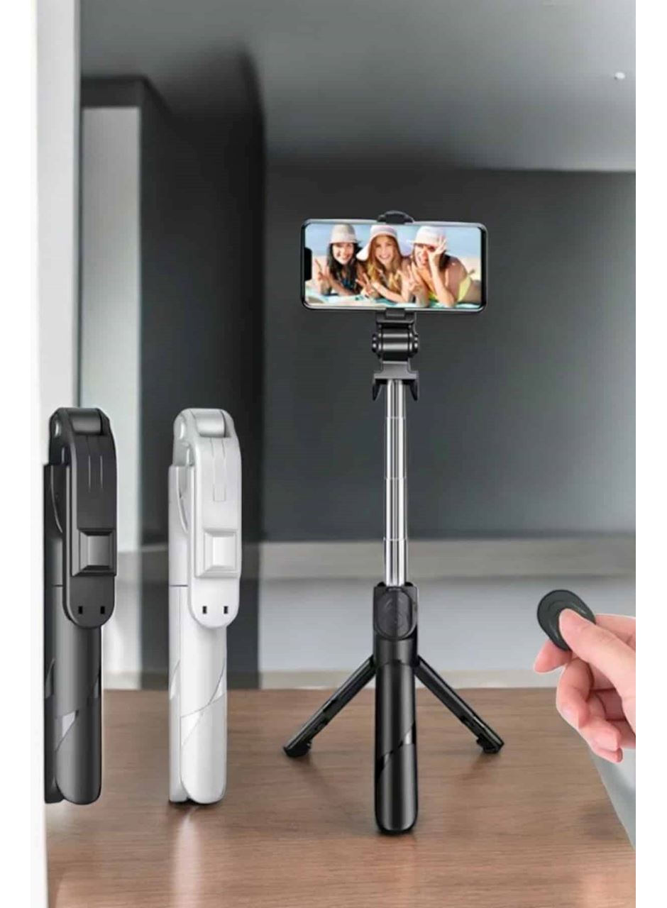 Selfie Çubuğu Tripod Kumandalı Telefon Tutucu Siyah
