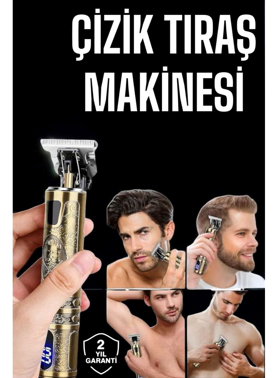 Tıraş Makinesi Şarjlı Profesyonel Saç Kesme Makinesi Gold Çizik Tıraş