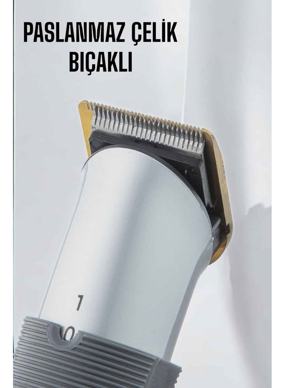 4 Taraklı Profesyonel Şarjlı Saç ve Sakal Kesme Tıraş Makinesi Seti