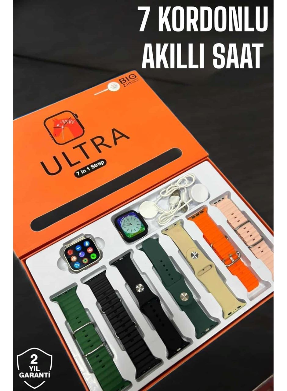 Akıllı Saat 7 Kordonlu Metal,Plastik Ve Hasır Kordon Seçeneği
