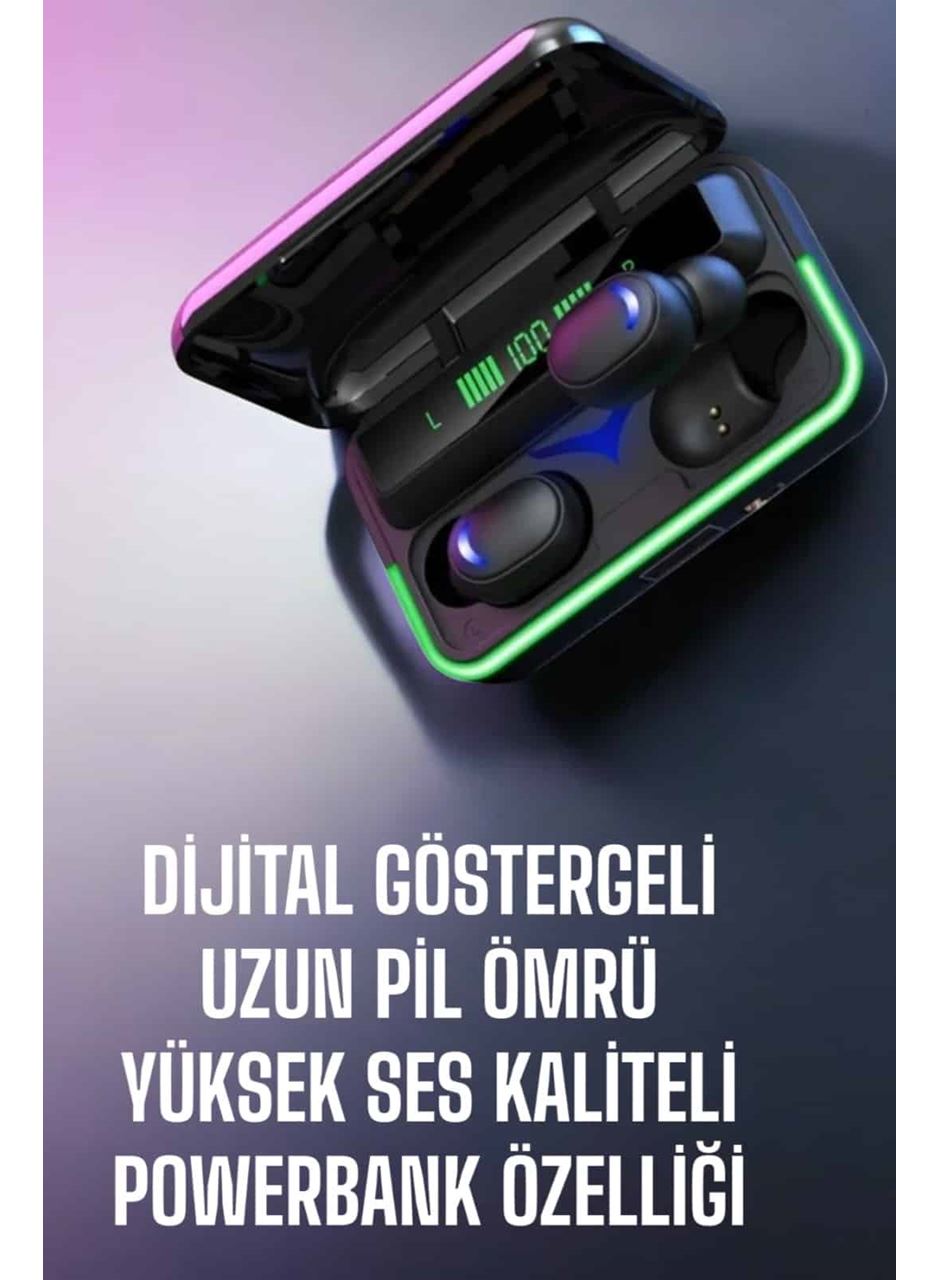 Powerbank Özellikli Kablosuz Bluetooth Kulaklık RGB Işıklı