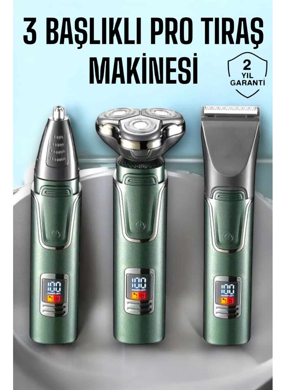 3 Başlıklı Profesyonel Saç ve Sakal Bakım Seti Vücut, Burun ve Kulak Tüy Alma