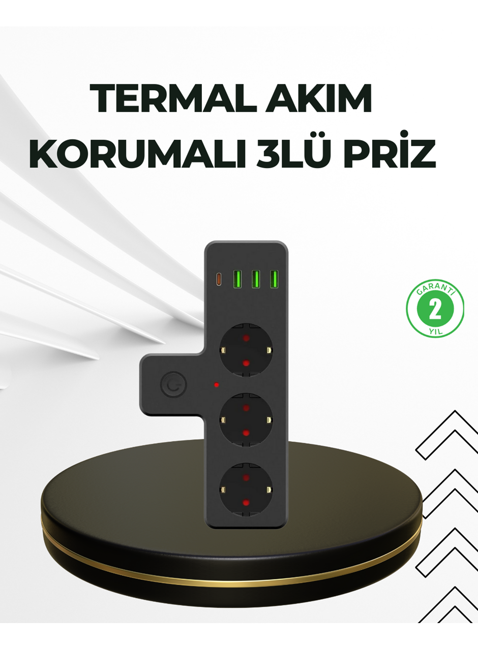 Masa Üstü Çoklu Priz USB ve Type-C Çıkışlı Güç Dağıtıcı