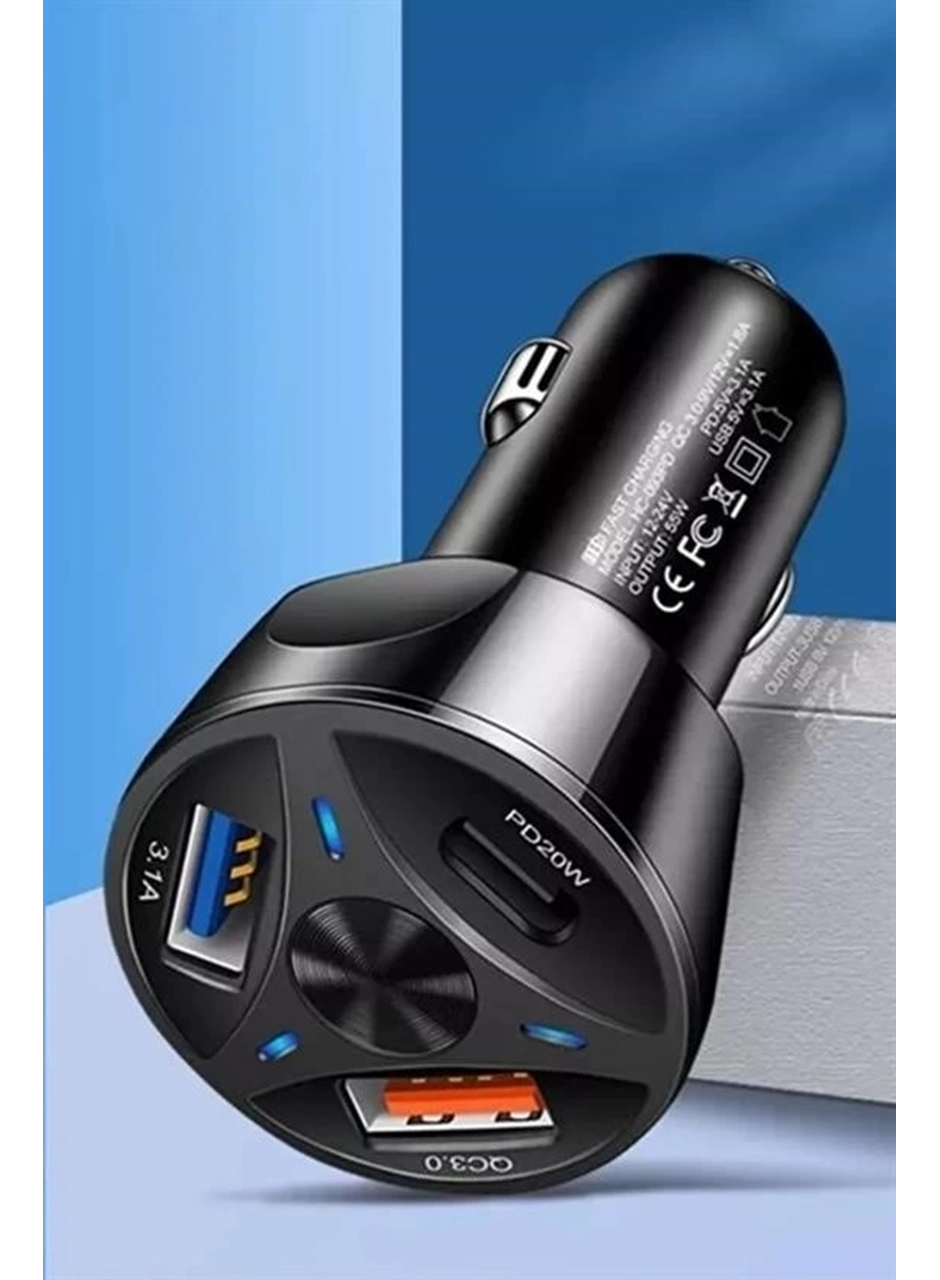 55w 3 Port Usb Araç İçin Telefon Şarj Cihazı 3 Girişli Çakmaklık Adaptör-31a Pd 20w Qc 30 (