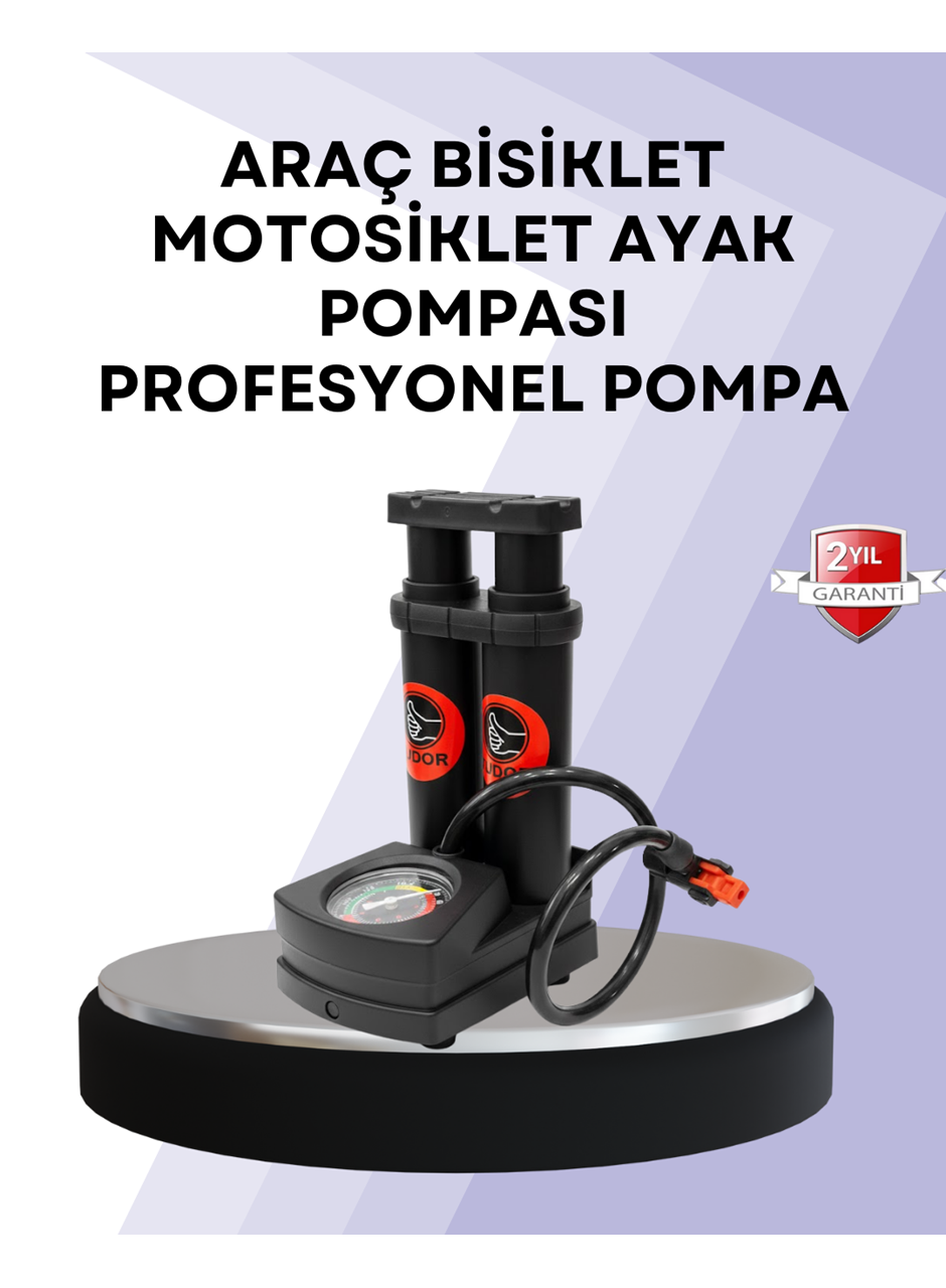 Basınç Saatli Ayak Pompası Bisiklet ve Araç Uyumlu