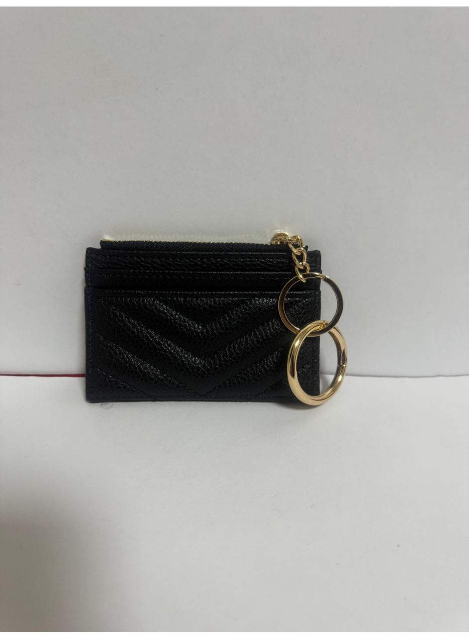 Kadın Fermuarlı Kartlık Siyah Yan Cüzdan