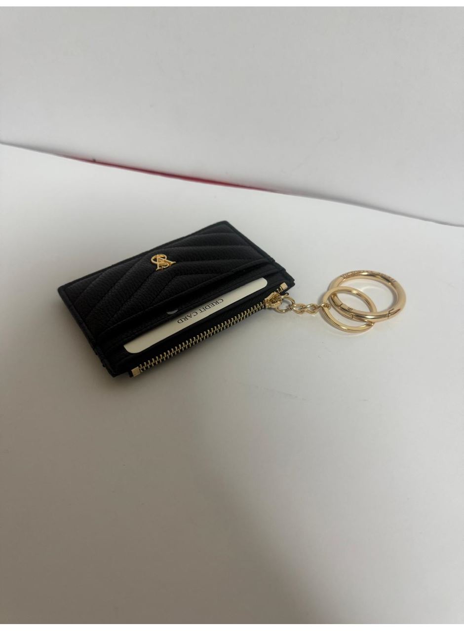 Kadın Fermuarlı Kartlık Siyah Yan Cüzdan