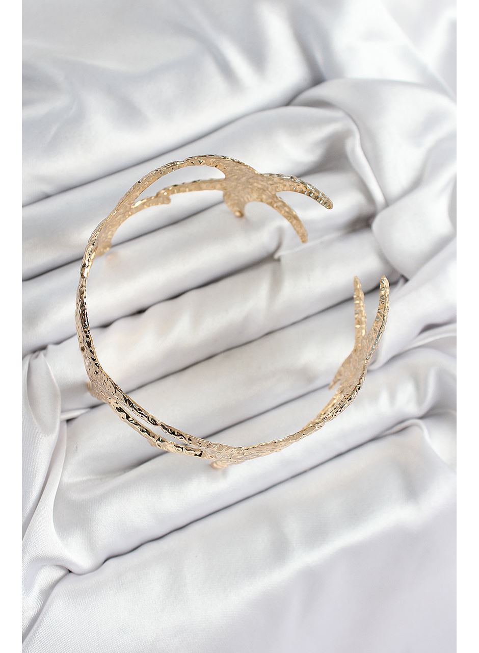 Pirinç Sıralı Deniz Yıldızı Model Gold Renk Kadın Pazu Bileklik