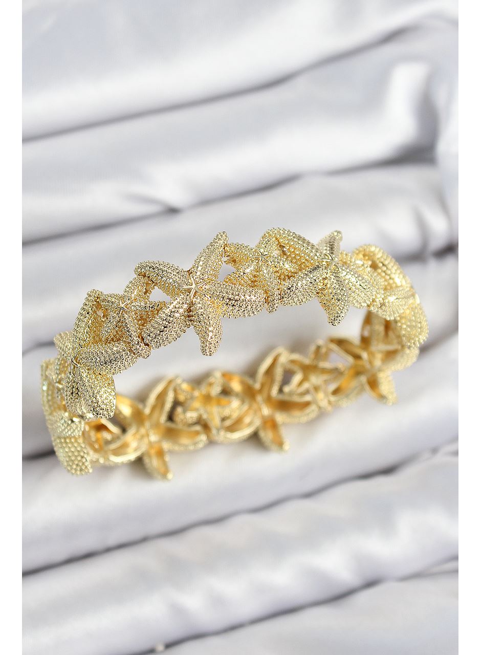 Pirinç Deniz Yıldızı Model Gold Renk Lastikli Kadın Bileklik