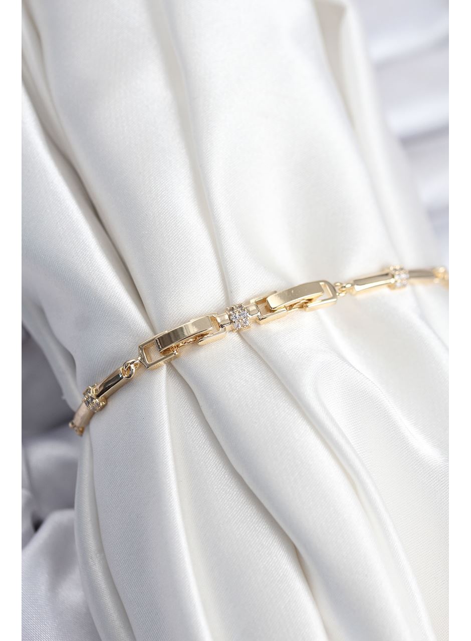 Pirinç VIP Seri Gold Renk Parçalı Model Zirkon Taşlı Kadın Bileklik