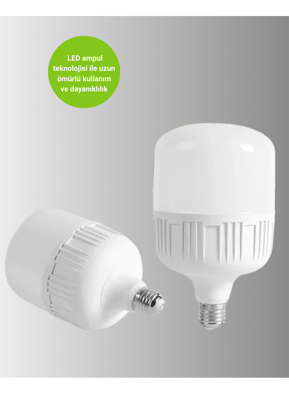 Şarjlı LED Torch Ampul 30 Watt Beyaz Işık Enerji Tasarruflu