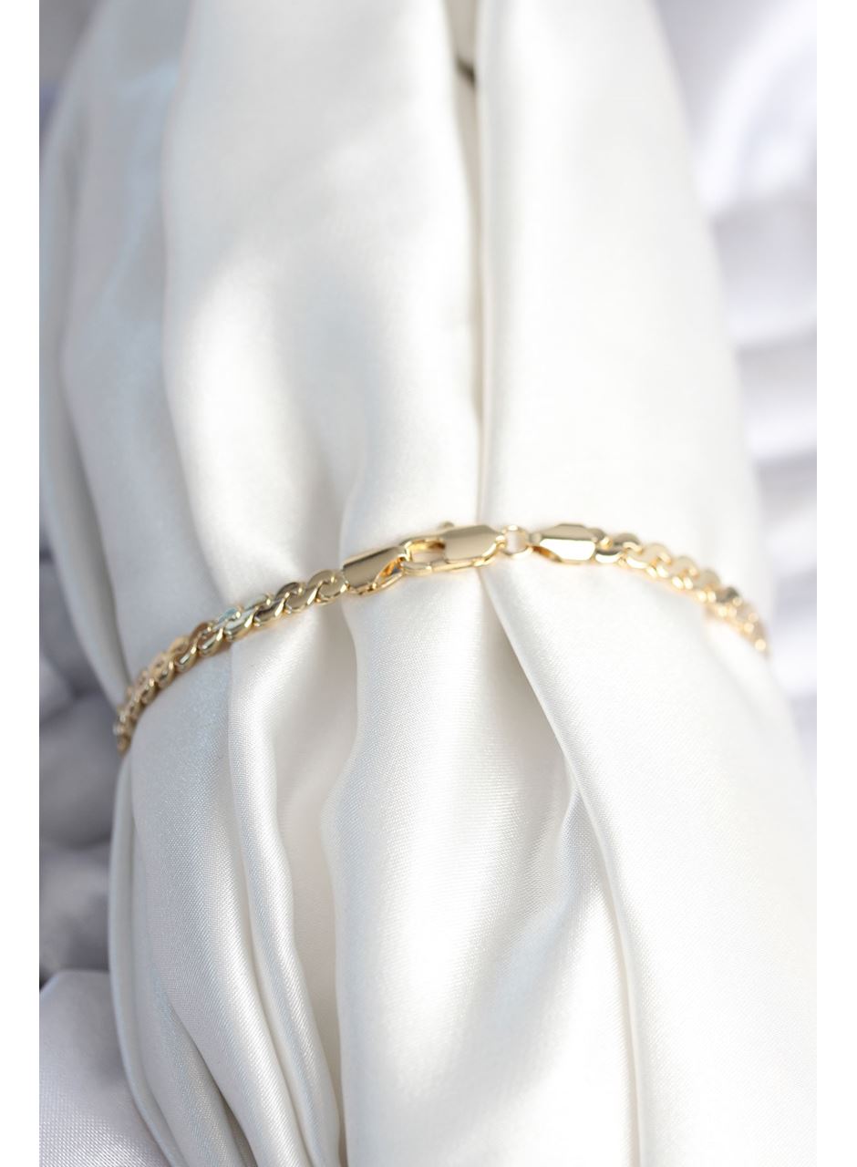 Pirinç Gold Renk Yassı Zincir Model Kadın Bileklik