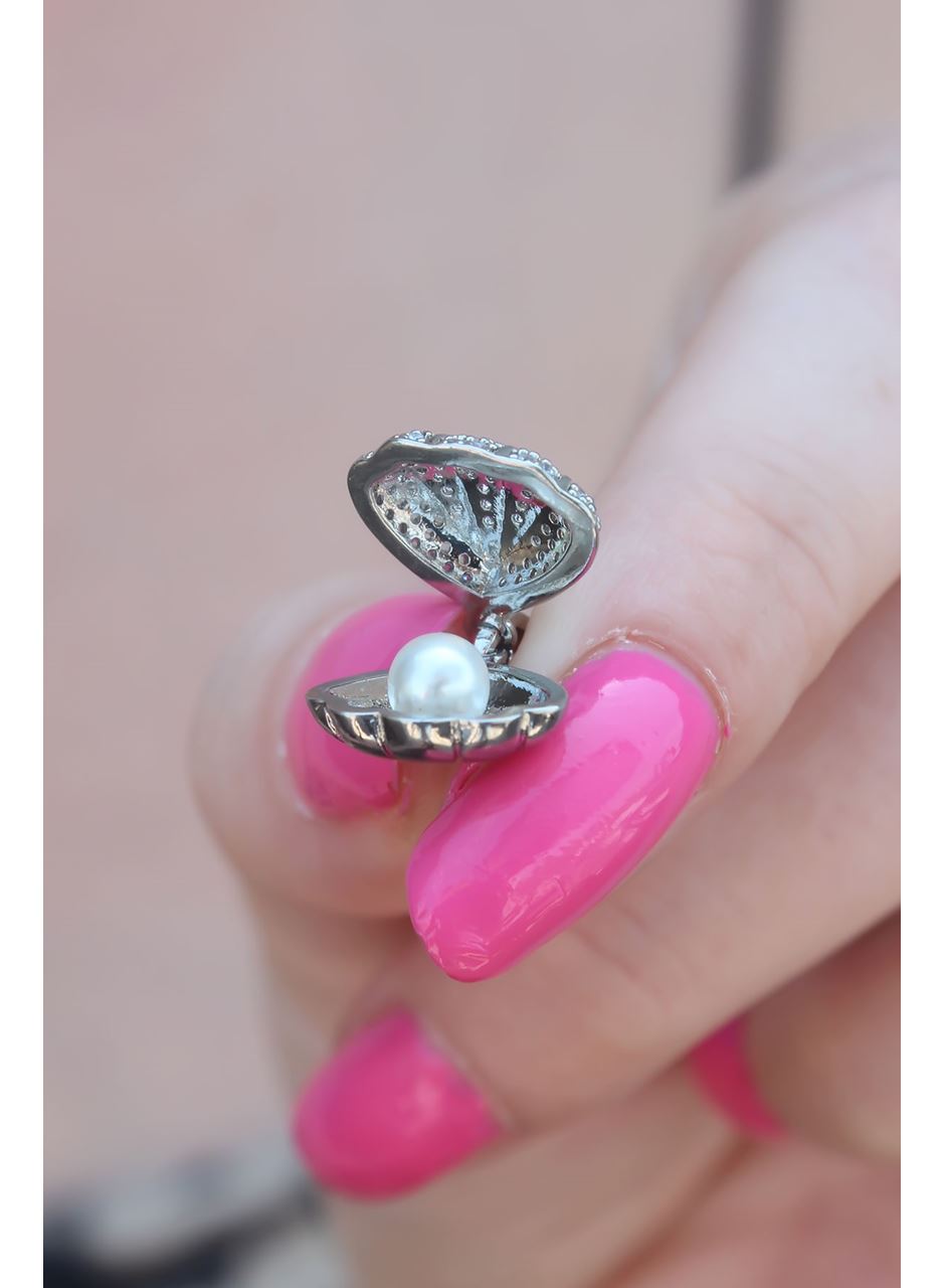 316L Çelik Gümüş Renk Açılır Midye Model Kadın Kolye