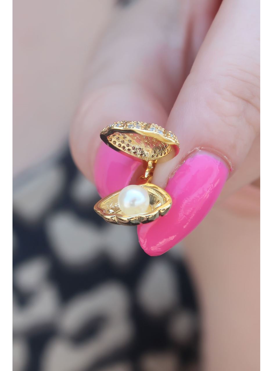 316L Çelik Gold Renk Açılır Midye Model Kadın Kolye