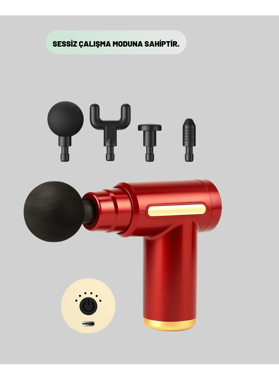 Kas Gevşetici Masaj Tabancası 4 Başlık ve Ayarlanabilir Hız