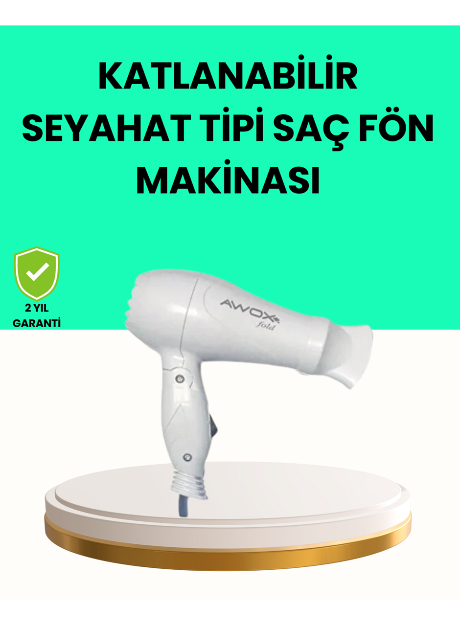 Katlanabilir Seyahat Tipi Saç Kurutma Makinesi Çift Kademeli Ayar