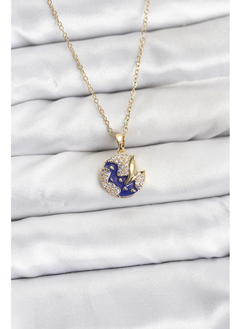 316L Çelik Zincir Gold Renk Gece Model Zirkon Taşlı Kadın Kolye