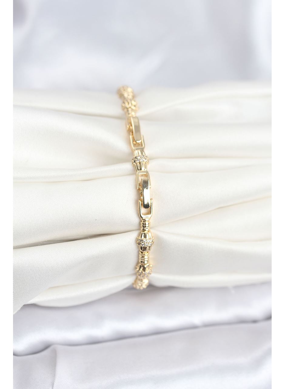 Pirinç Gold Renk VIP Seri Punta Model Zirkon Taşlı Kadın Bileklik