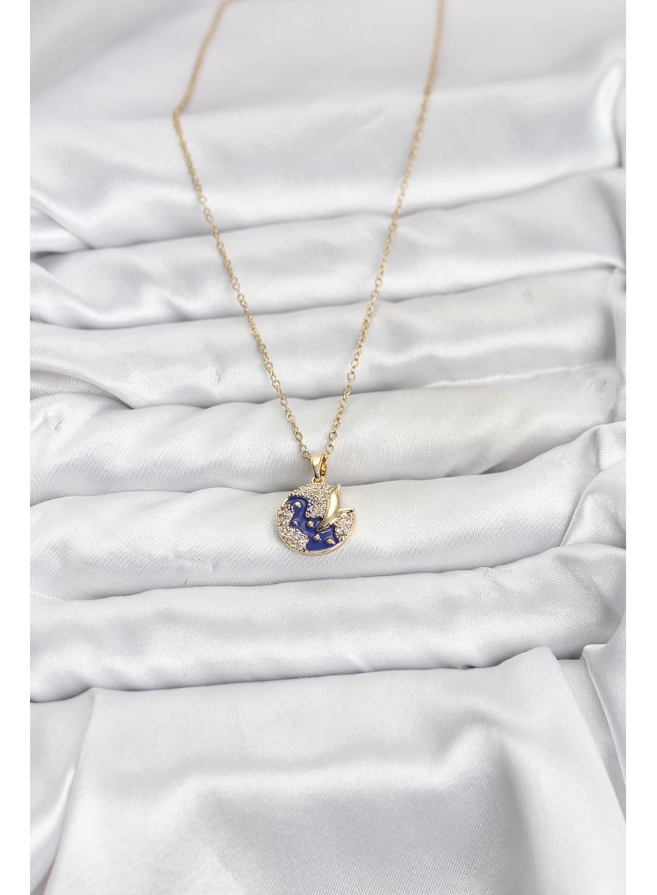 316L Çelik Zincir Gold Renk Gece Model Zirkon Taşlı Kadın Kolye