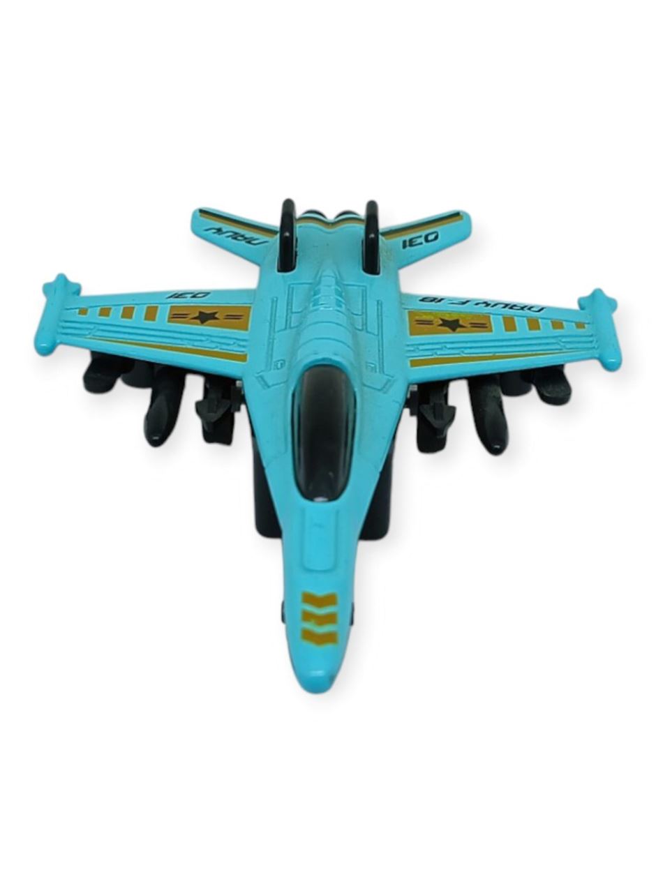 Çek Bırak Metal Mini Savaş Uçağı 10 cm - Turkuaz