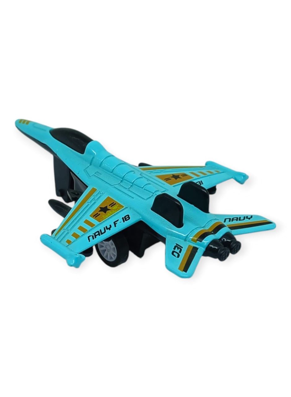 Çek Bırak Metal Mini Savaş Uçağı 10 cm - Turkuaz