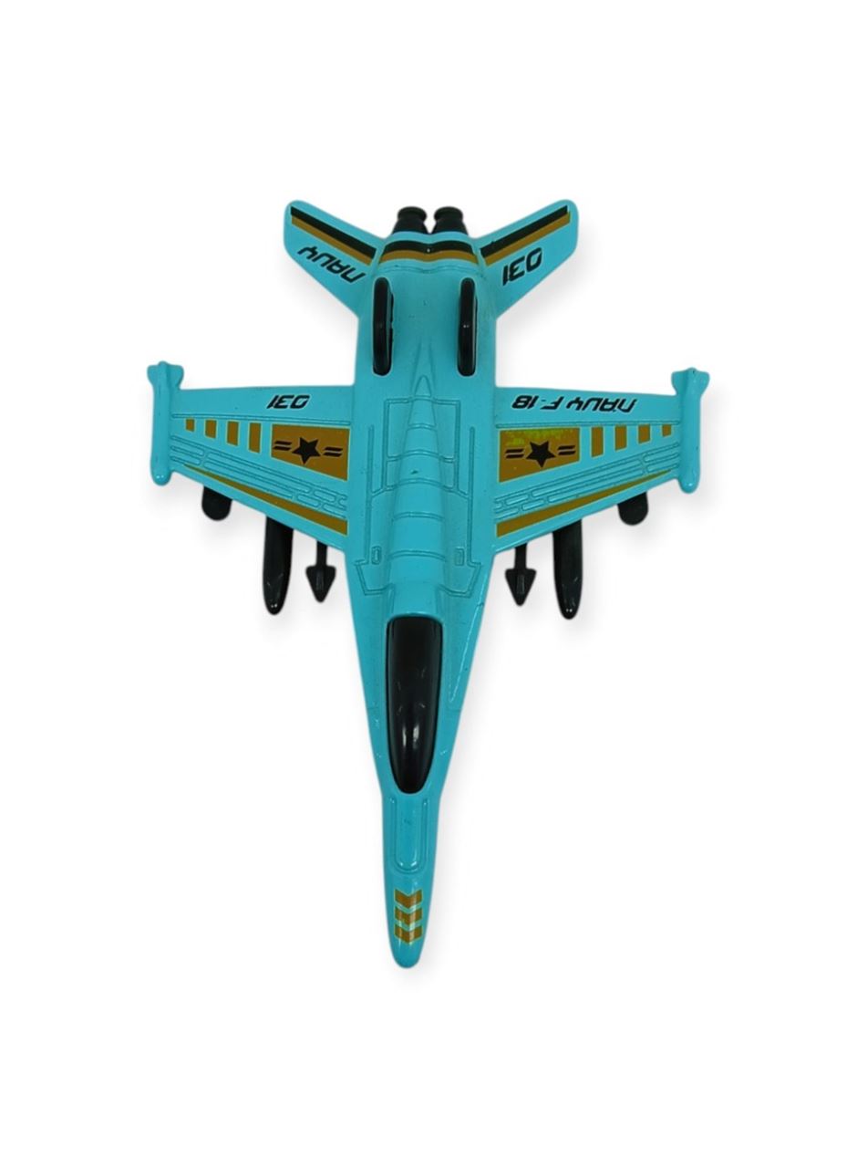 Çek Bırak Metal Mini Savaş Uçağı 10 cm - Turkuaz