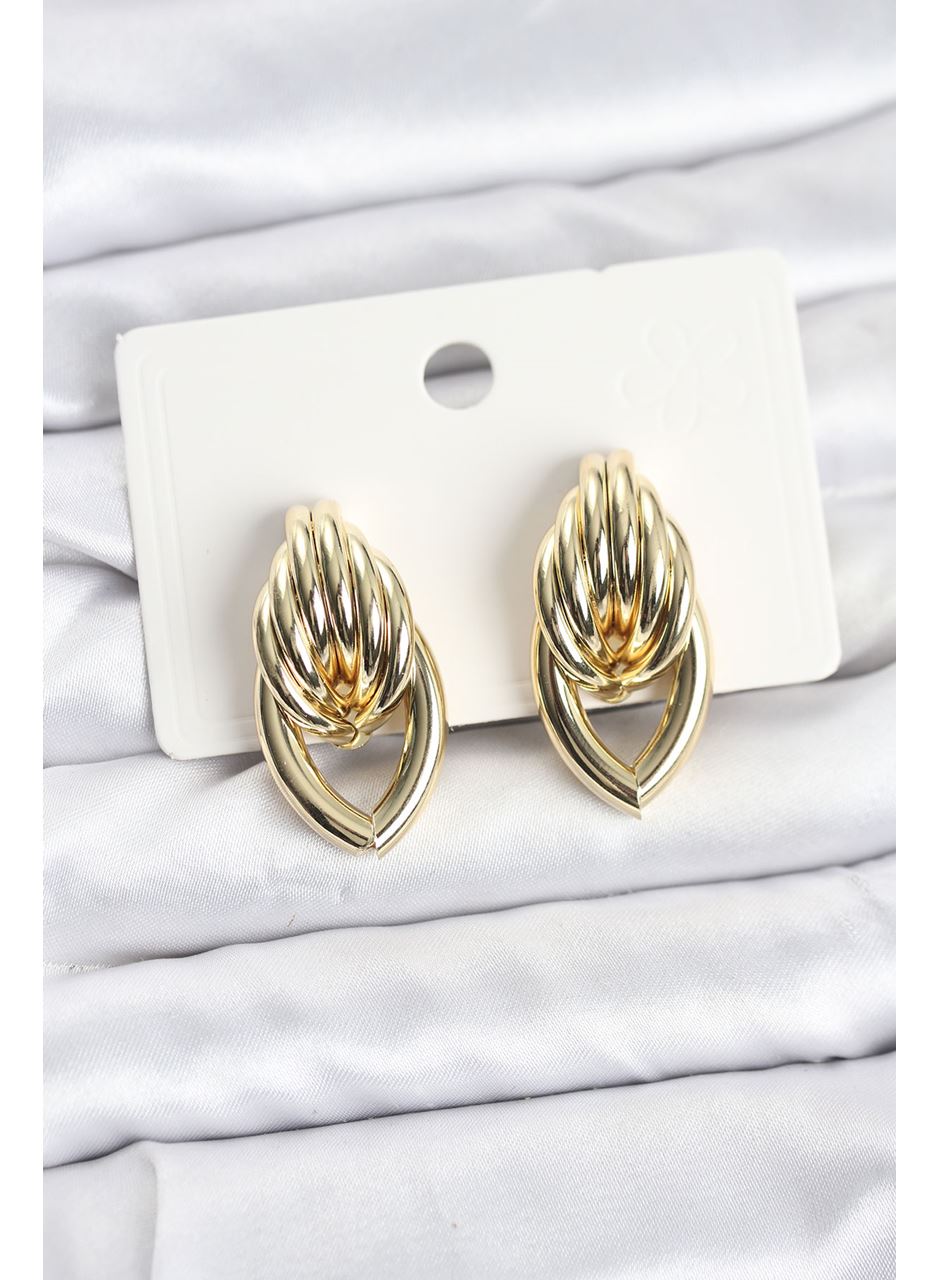 Pirinç Gold Renk Sarmal Damla Model Vintage Kadın Küpe