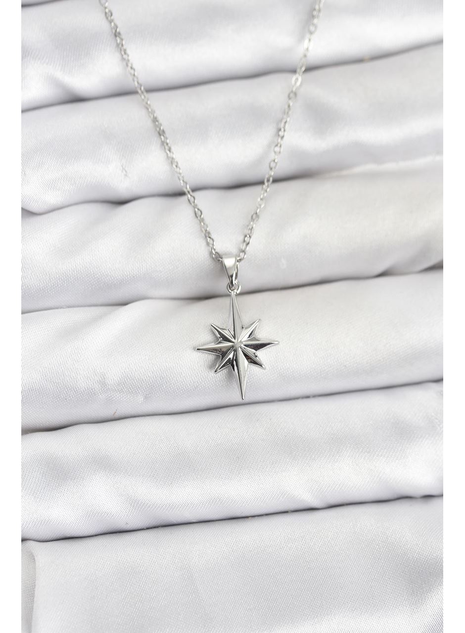 316L Çelik Zincir Gümüş Renk Kutup Yıldızı Model Kadın Kolye