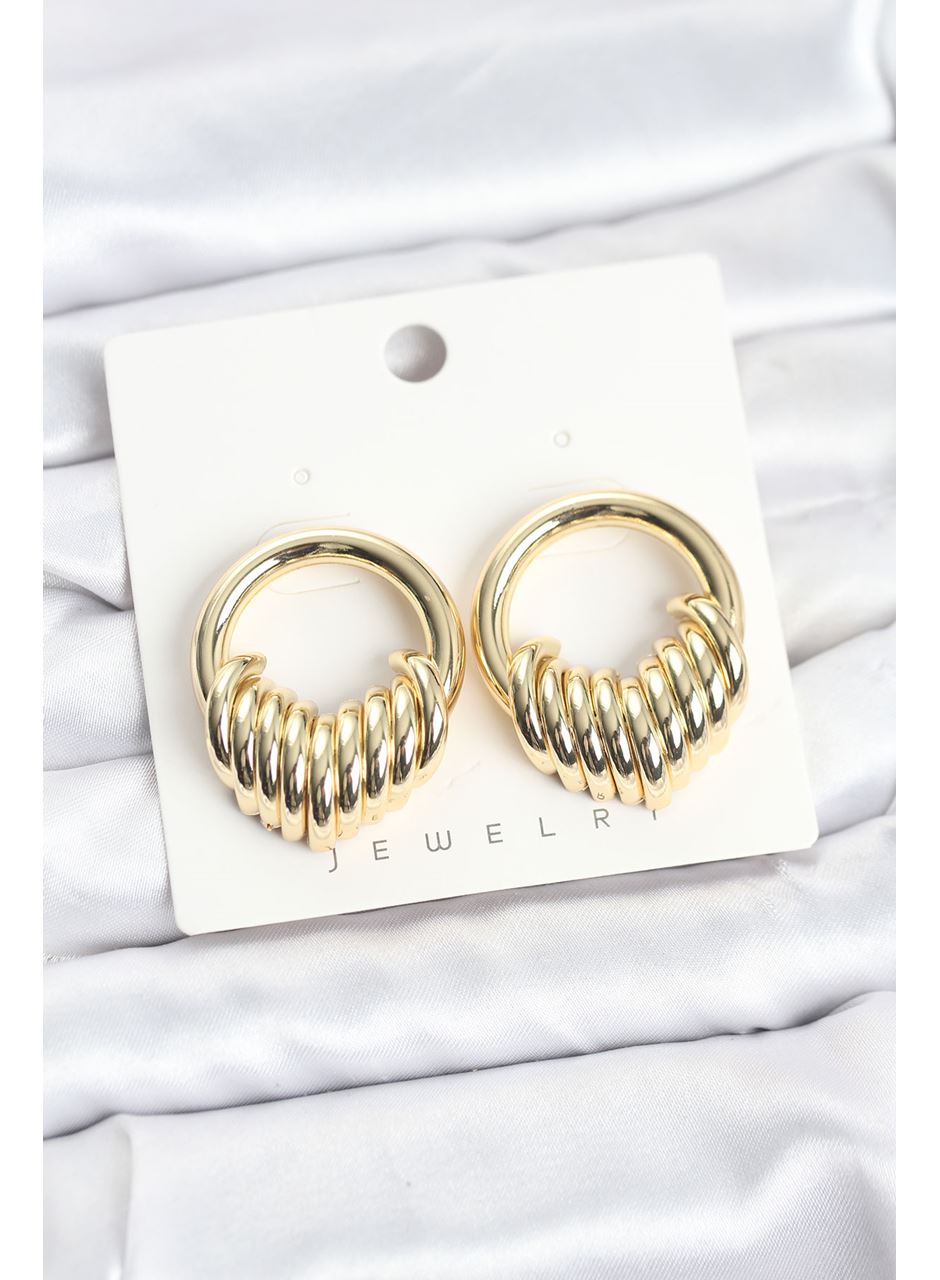 Pirinç Gold Renk Halka Sarmal Model Vintage Kadın Küpe