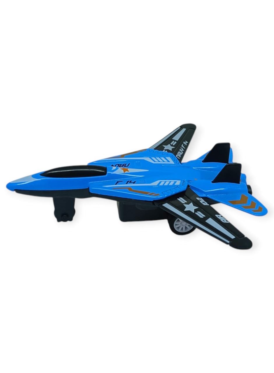 Çek Bırak Metal Mini Savaş Uçağı 10 cm - Mavi