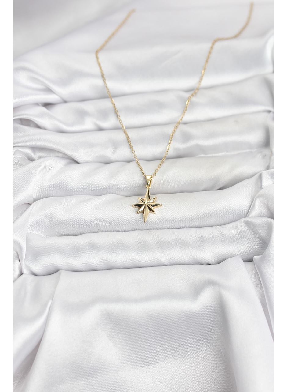 316L Çelik Zincir Gold Renk Kutup Yıldızı Model Kadın Kolye